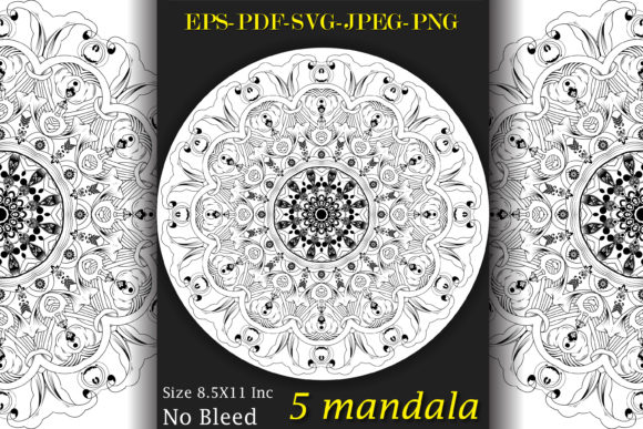 5 Adult Mandala Floral Coloring Page KDP