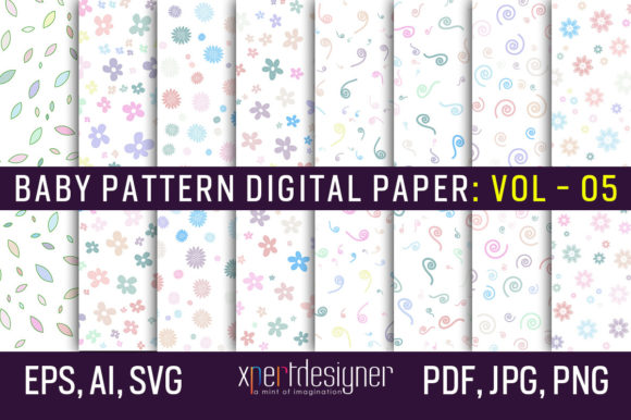 Baby Pattern Digital Paper Floral 05