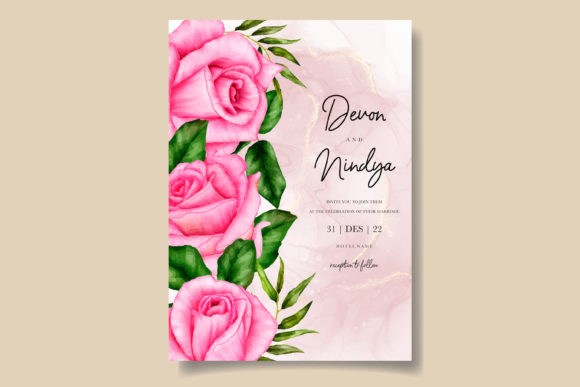 Beautiful Pink Rose Wedding Invitation