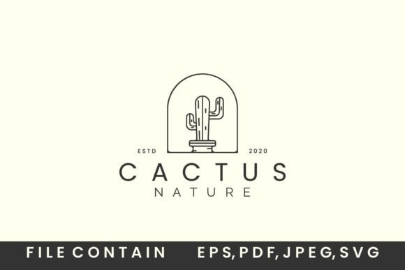 Cactus or Botanical with Badge and Line