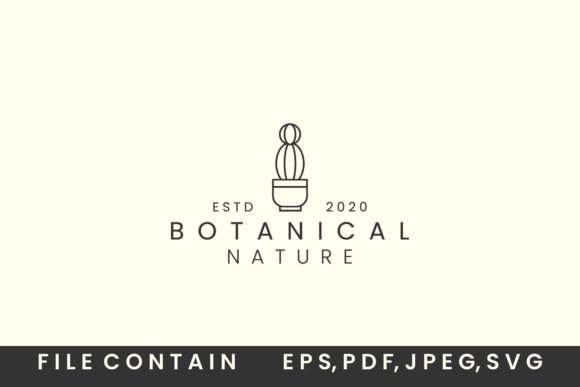 Cactus with Line Art Style Logo Icon