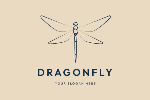 Dragonfly Line Art Logo, Icon and Symbol