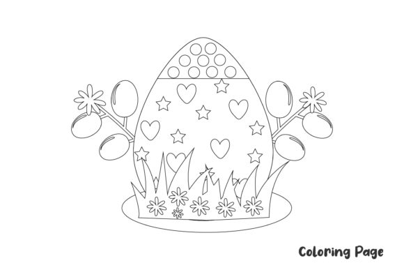 Easter Floral Egg Outline Art