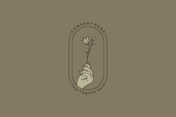 Feminine Hand Drawn Floral Logo Vector