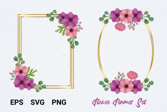 Floral Frame Watercolor Flower – Anemone