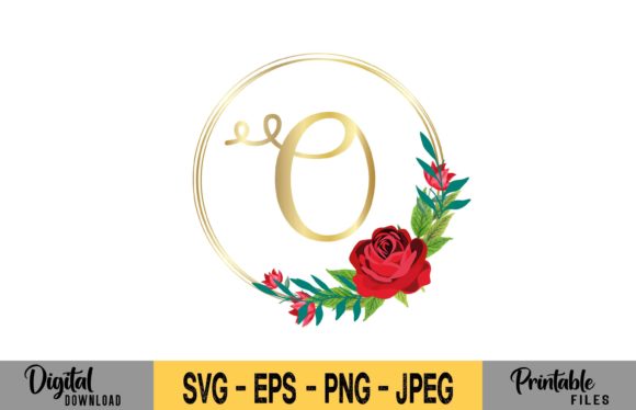 Floral Watercolor Monogram O Letter