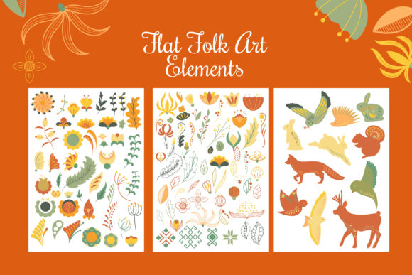 Folk Art Animals and Abstract Elements V