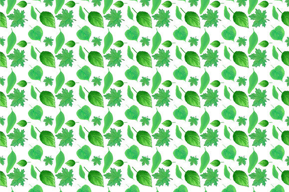 Green Leaf Watercolor Pattern