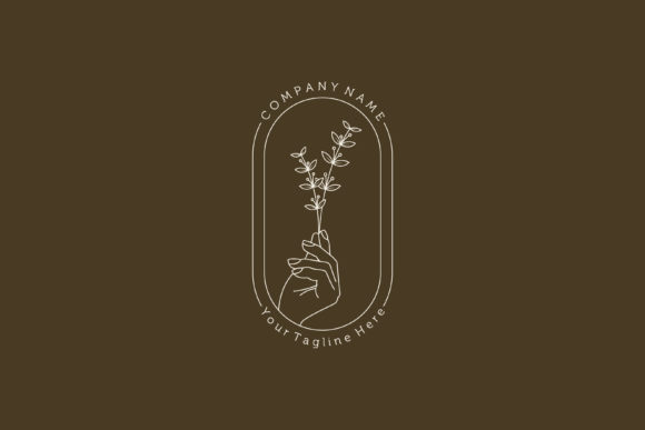 Hand Drawn Floral Vector Logo in Minimal