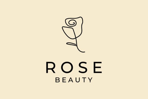 Rose Flower Line Art Logo Vector Icon