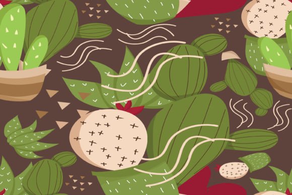 Ute Cartoon Cactus Seamless Pattern